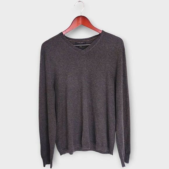 Banana Republic Mens Sweater‎ Sz Large Silk Cashmere Pullover VNeck Classicore - Picture 1 of 12